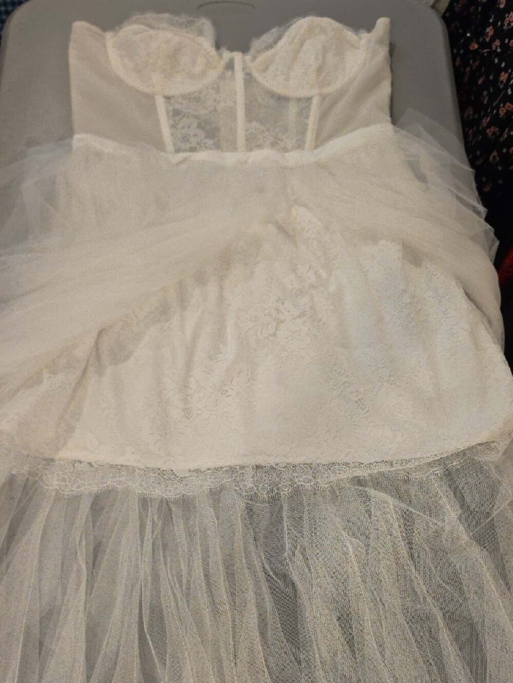 For Love & Lemons White Strapless corset  Tulle high low dress. Size XL NWTS - Picture 14 of 16